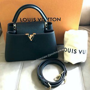 Louis Vuitton Capucines BB Black Leather Gold tone hardware